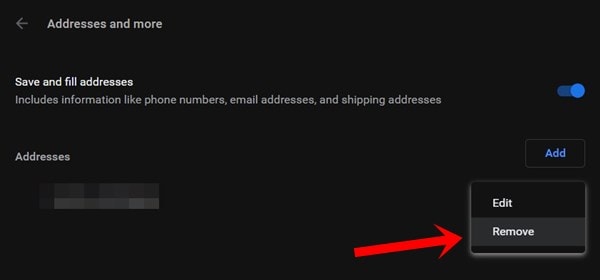 remove address chrome pc
