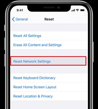 reset network settings