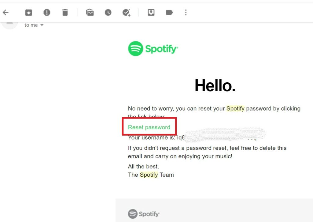 reset password Spotify