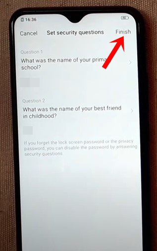 security question Vivo V20