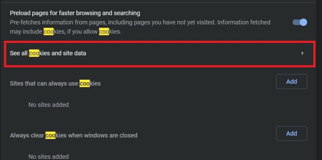 See all cookies and site data fix CSRF token error