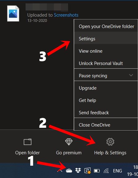 settings onedrive files