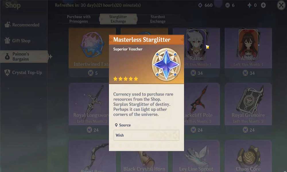 How to Get Masterless Starglitter in Genshin Impact