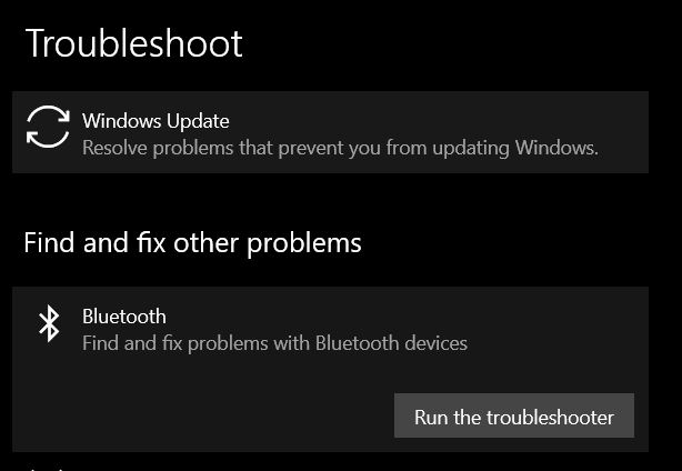 troubleshooter bluetooth