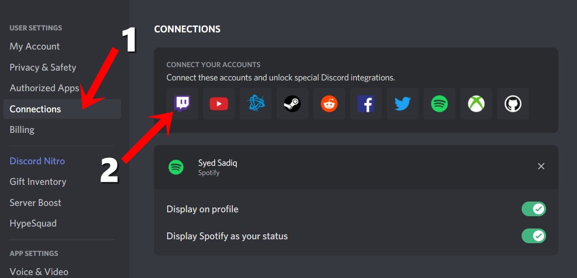 twitch connection in discord