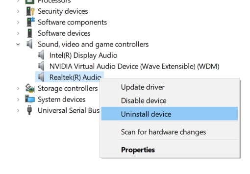 uninstall realtek driver