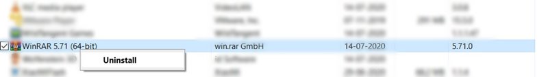 uninstall winrar