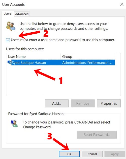 user account remove password