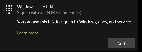 windows hello pin