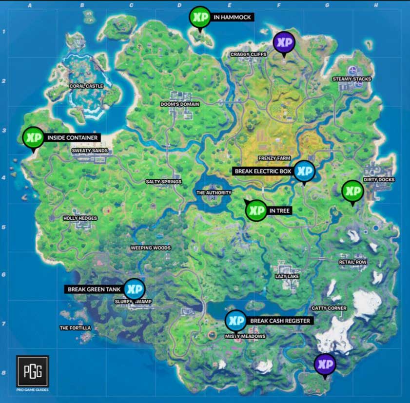 All XP Coin Locations in Fortnite Chapter 2 Season 4