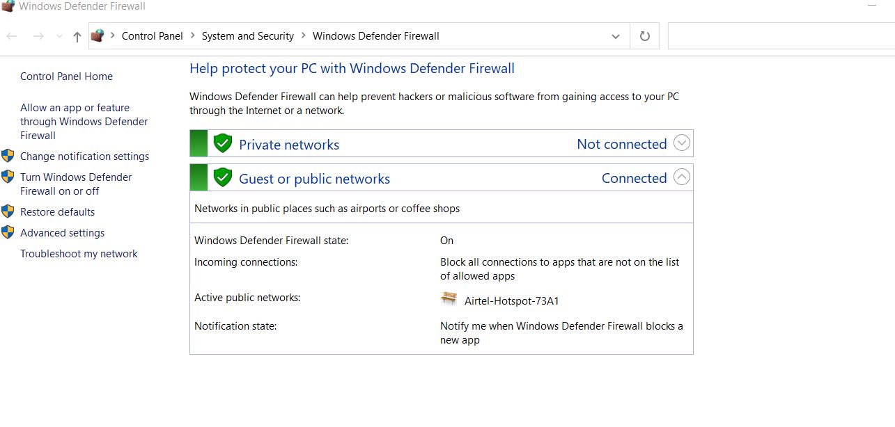 Windows Defender Firewall