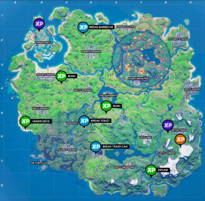 All XP Coin Locations in Fortnite Chapter 2 Season 4