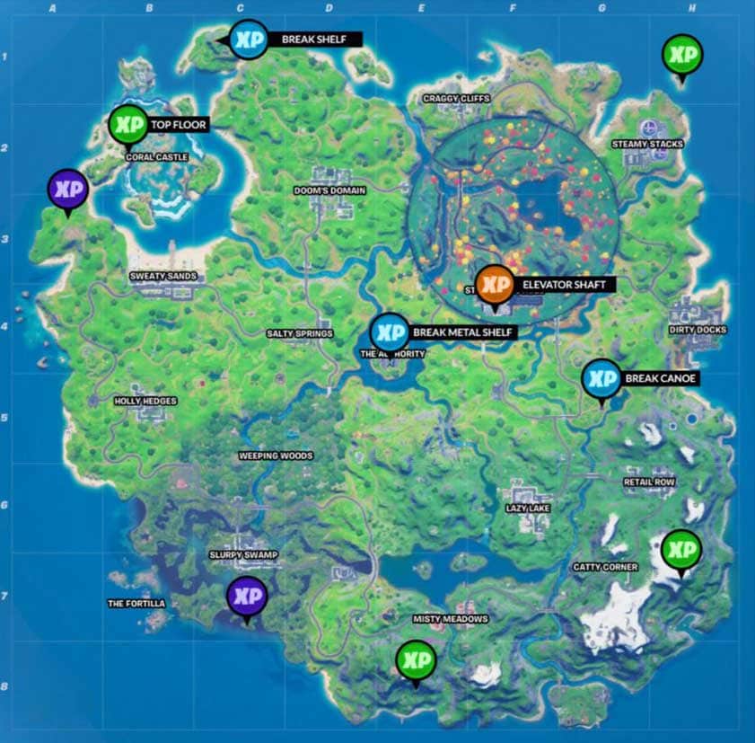All XP Coin Locations in Fortnite Chapter 2 Season 4