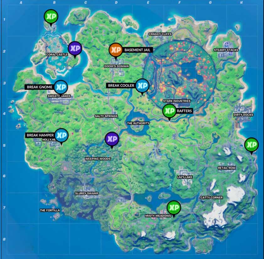 All XP Coin Locations in Fortnite Chapter 2 Season 4