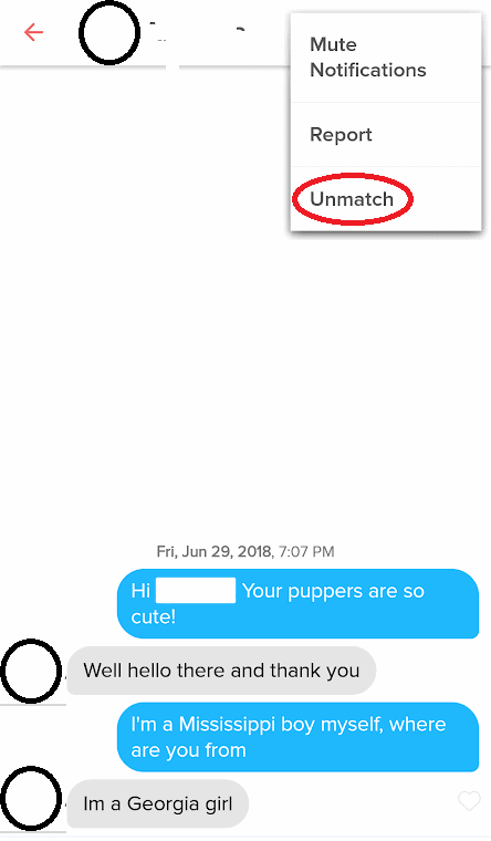 Удалите все свои совпадения в Tinder