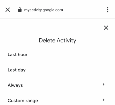 Delete all Activity from Google