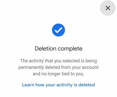 Delete all Activity from Google