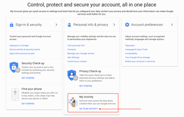 Delete all Activity from Google