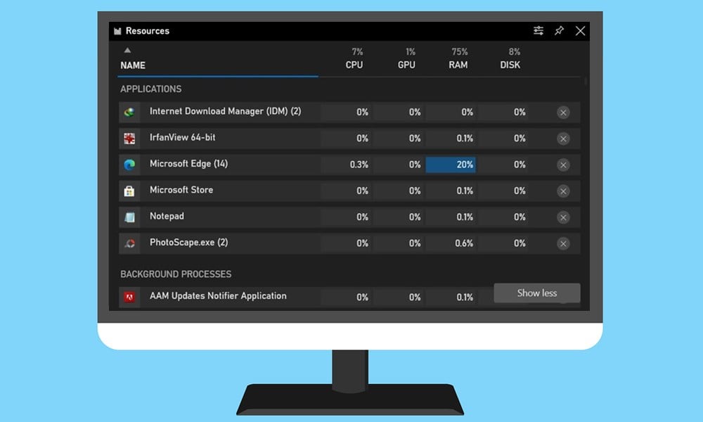 Monitor Tasks Windows 10 While Playing Games