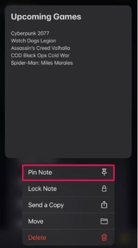 How to Pin a Note to the Top of Notes List on iPhone and iPad