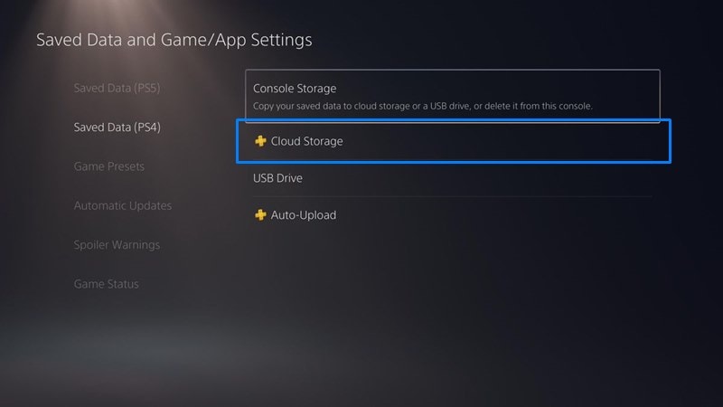 PlayStation 5 cloud storage