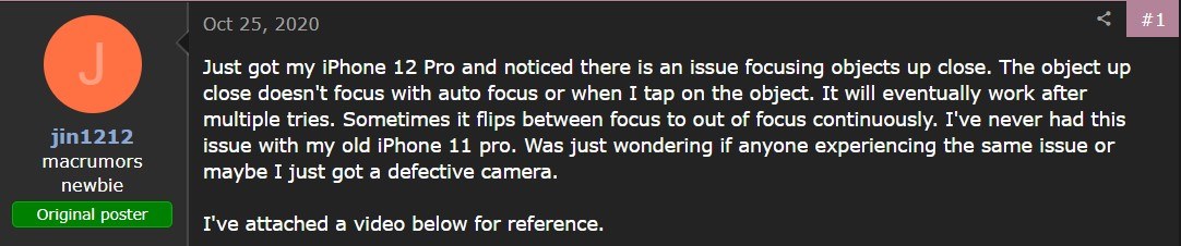 autofocus issue iphone 12 pro