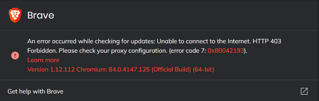 brve error message