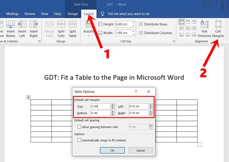 Page width. Модуль adjust Page Size. Как таблицу уместить по ширине в Ворде.