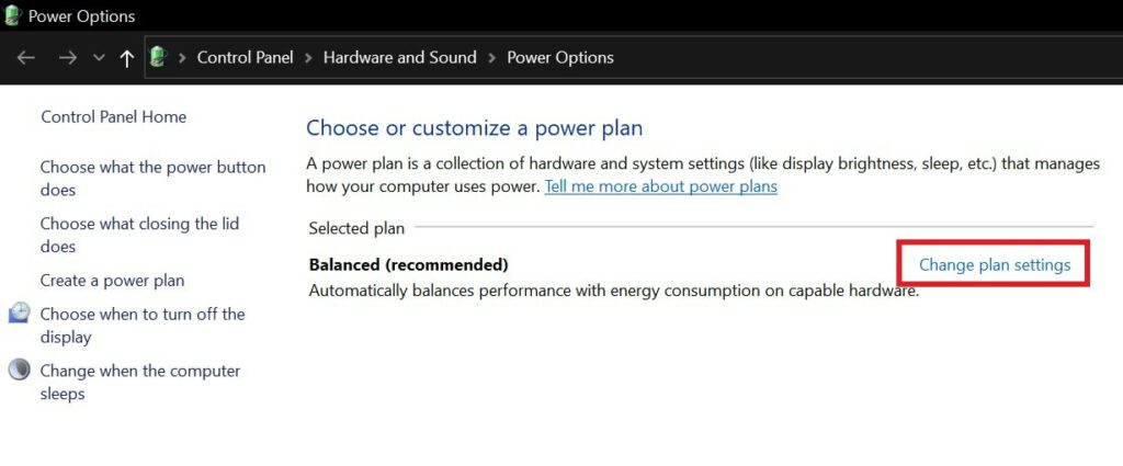 change power plan settings to fix video_tdr_failure error on Windows OS