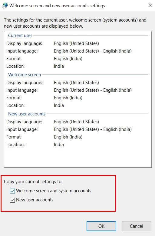 copy current settings