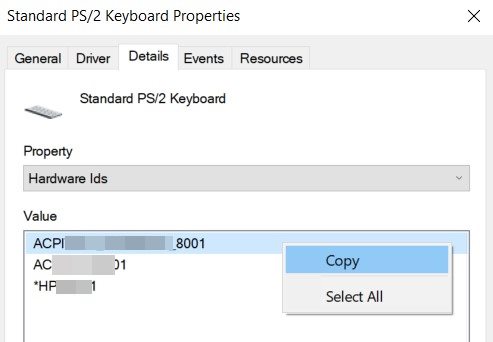 copy laptop keyboard id