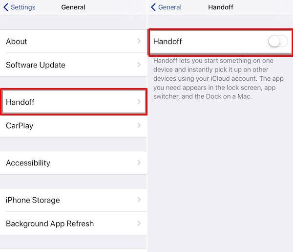 disable handoff