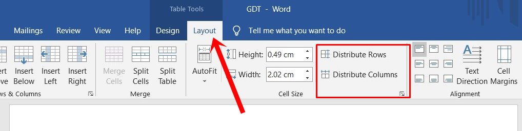 distribute rows and columns