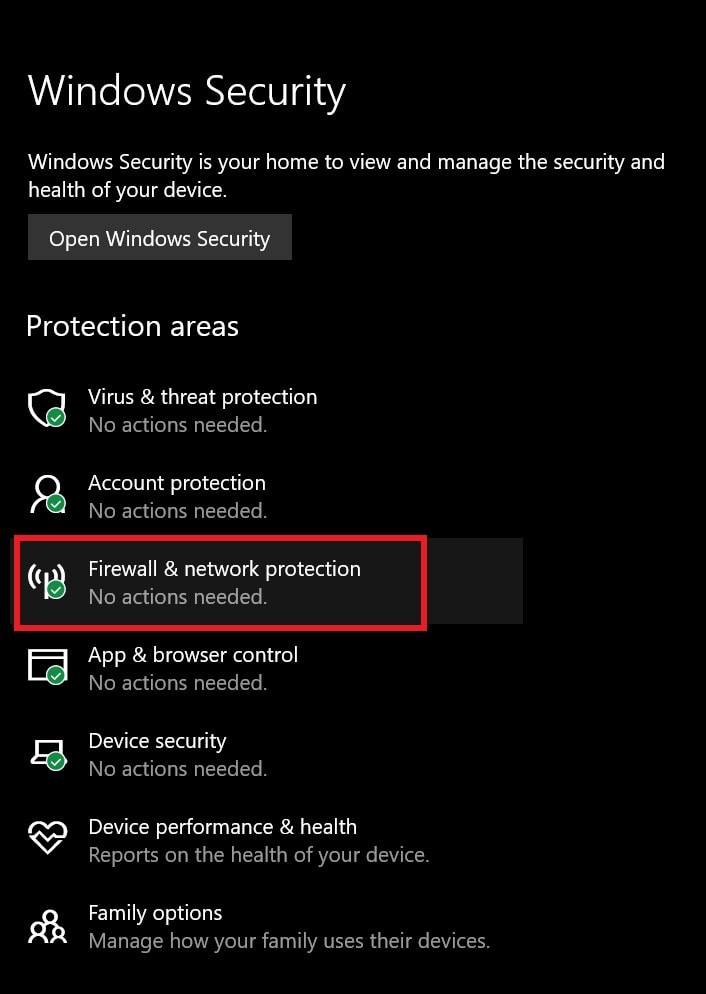Windows firewall and network protection
