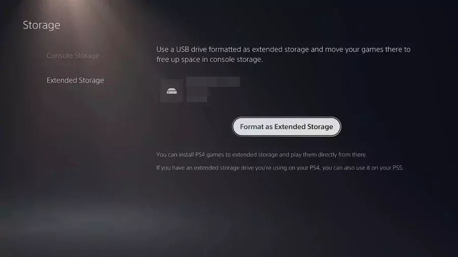 format as external storage ps5