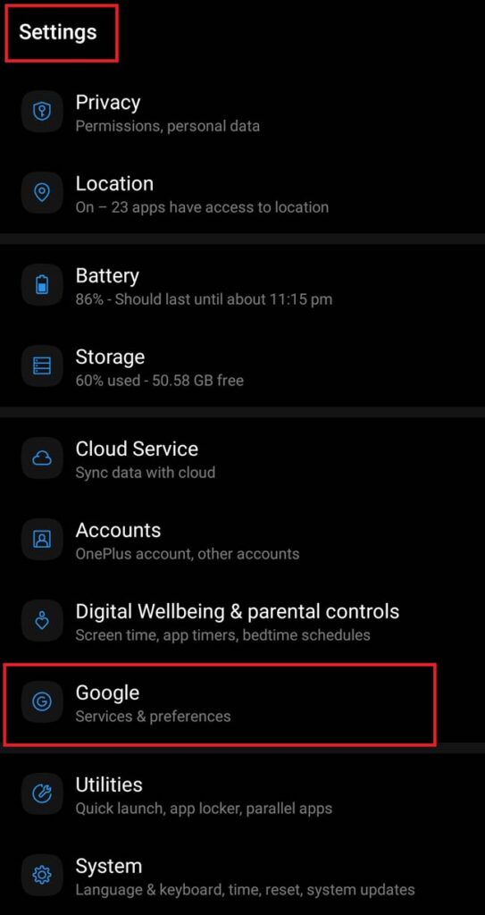 default Google Account