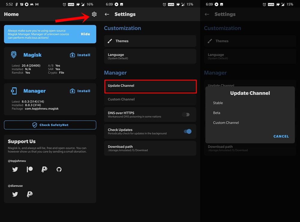 magisk update channel pixel 5 root
