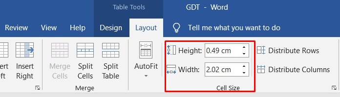 manual size table microsoft word