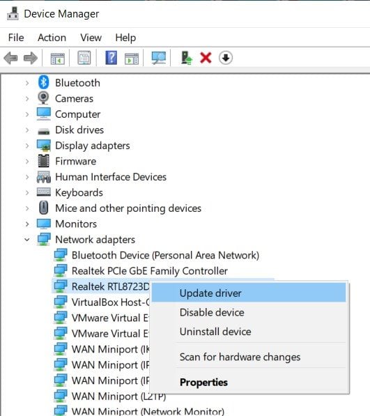 network driver windows 10 update