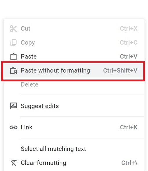fix Google Docs spell check not working: enable paste without formatting