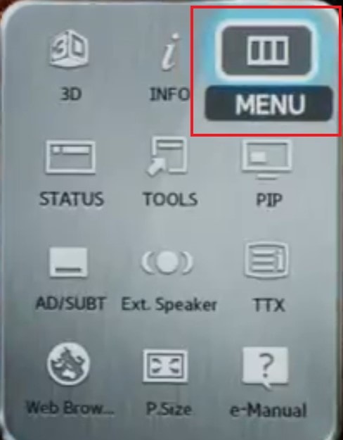 Access Menu of the Samsung TV