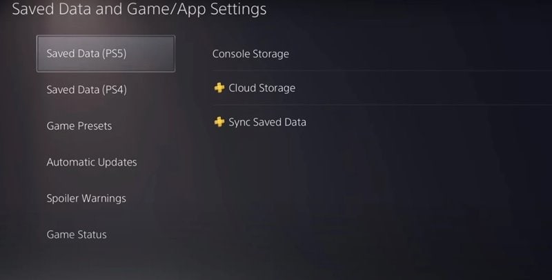 saved data ps5