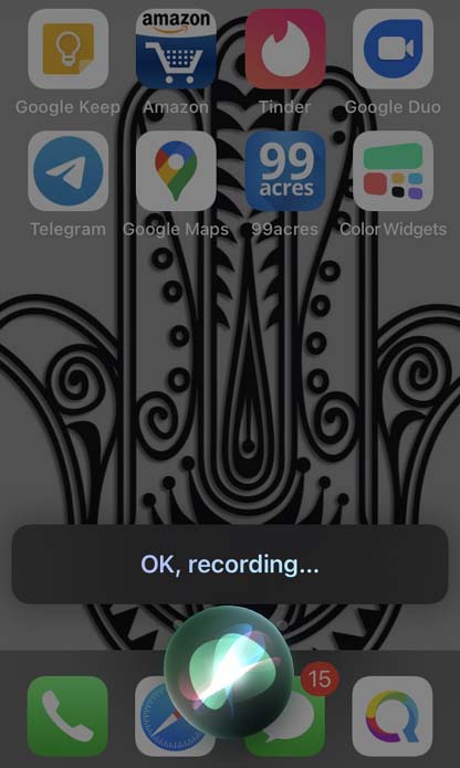 Siri recording voice messages on iPhone