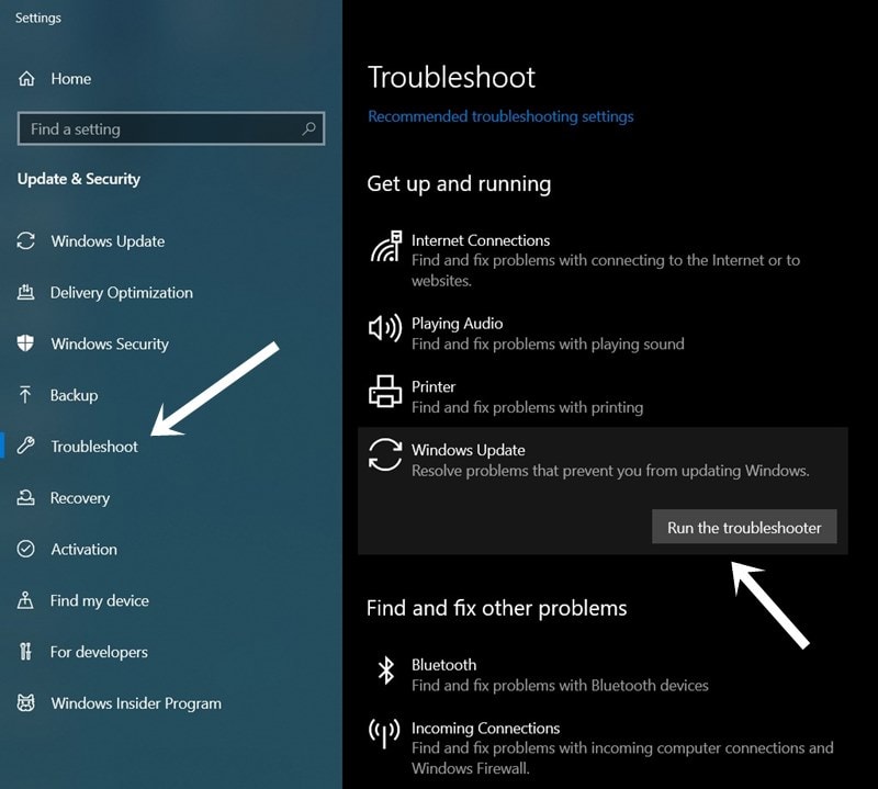 troubleshoot windows update