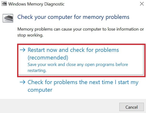 use the memory diagnostic tool to fix written to read-only memory error