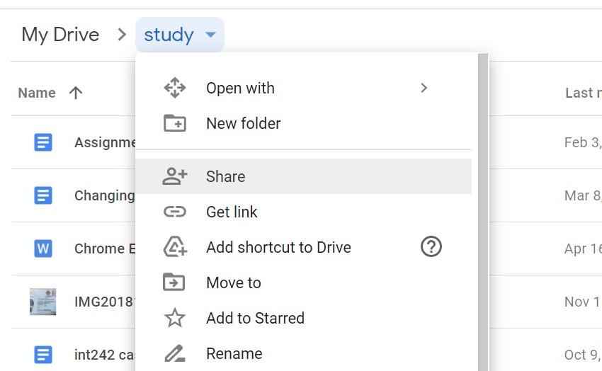 how to share a google drive folder