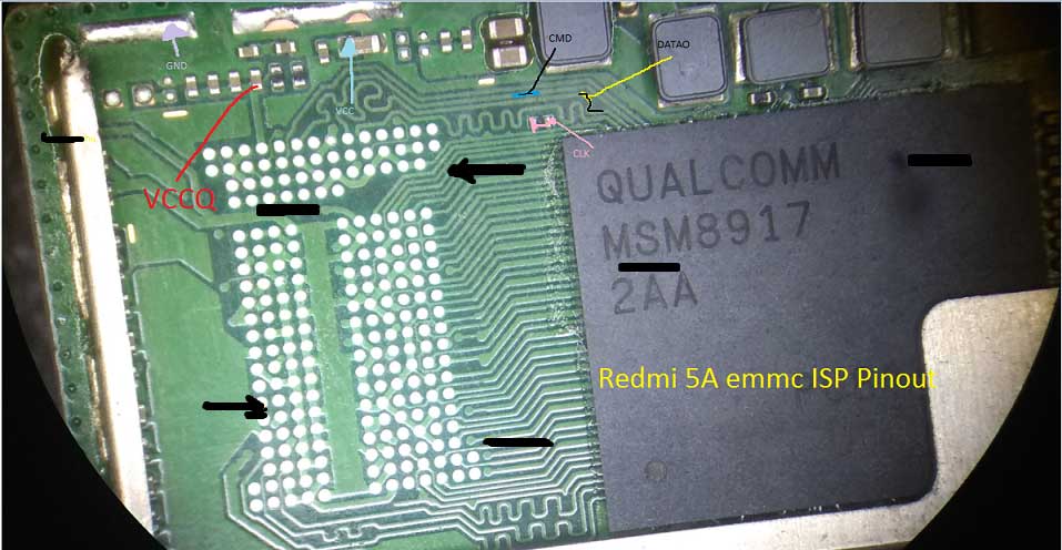 Xiaomi Redmi 5A ISP EMMC PinOUT | Test Point | EDL Mode 9008