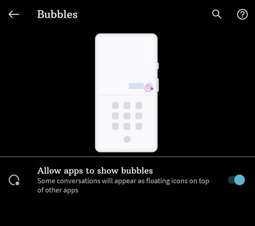 allow apps to show chat bubbles android 11