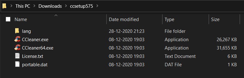 ccleaner portable installer windows 10