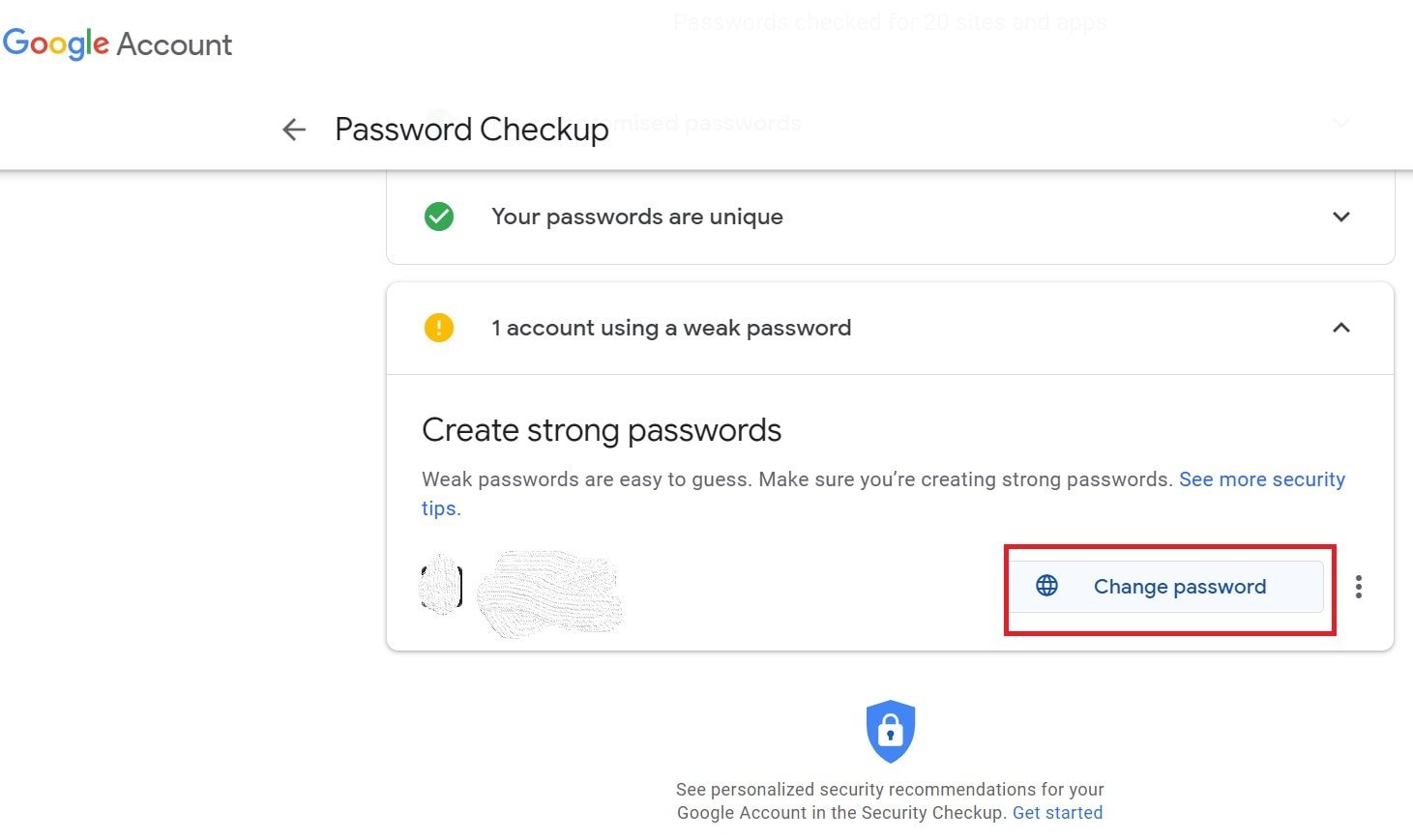change unsafe passwords